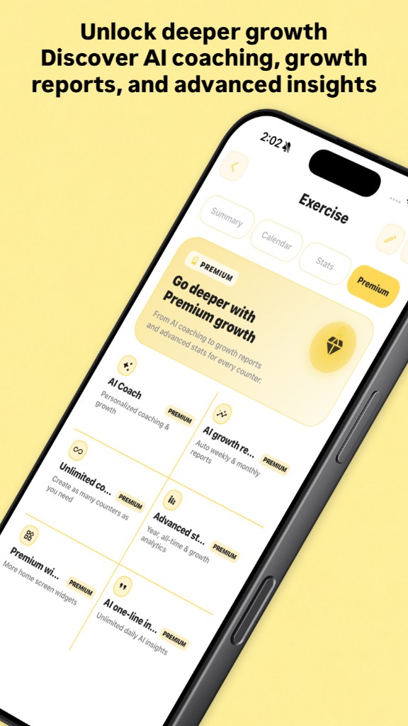 CountUp — Premium with AI coaching, growth reports, and advanced insights