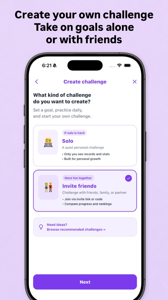 GoalUp — Create your own challenge quickly