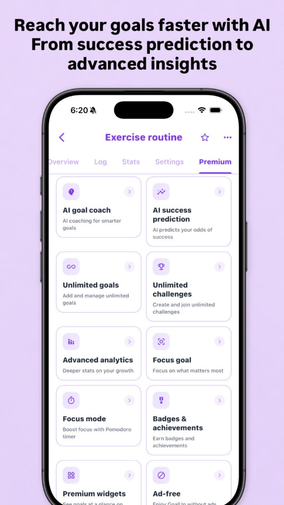 GoalUp — Premium AI coach and advanced insights