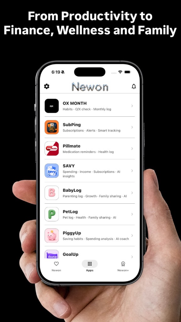 Newon — Productivity, finance, health, and parenting services in one place