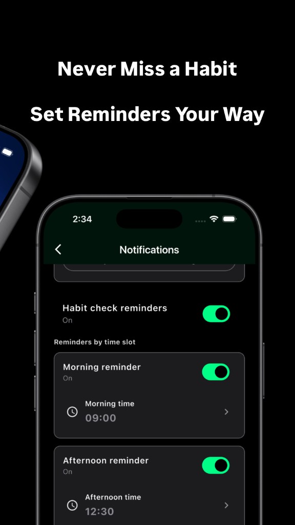 Notificações: lembretes de hábitos e por período