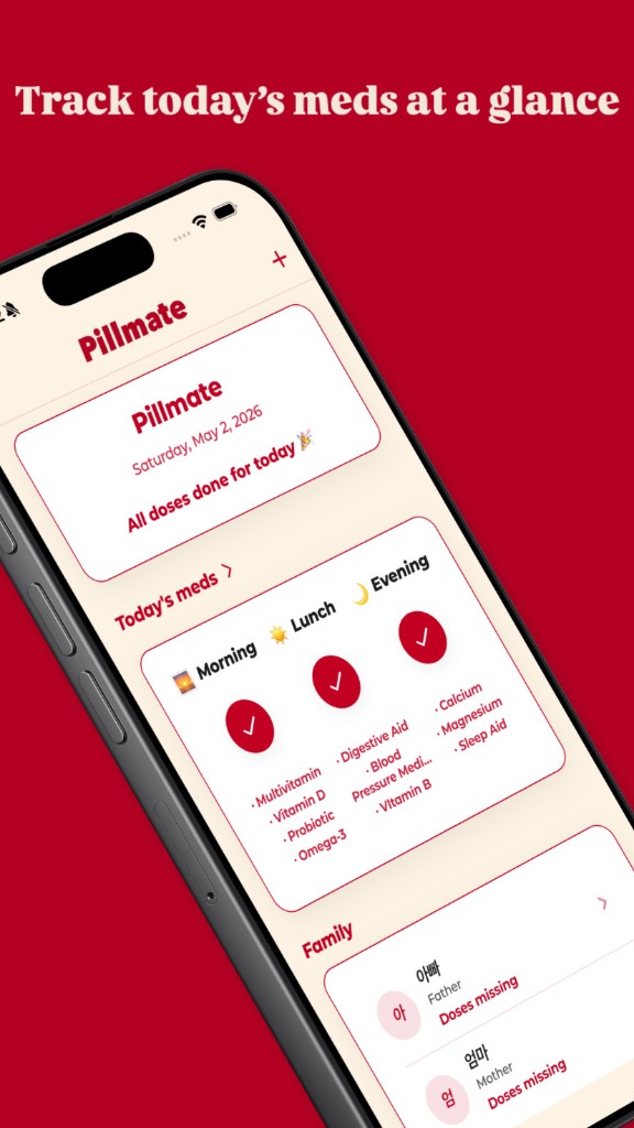 Pillmate — track today’s meds at a glance