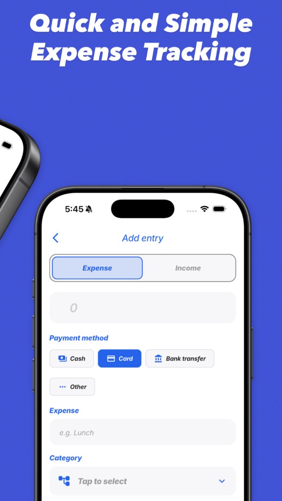 SAVY — Quick and simple expense tracking (add entry)