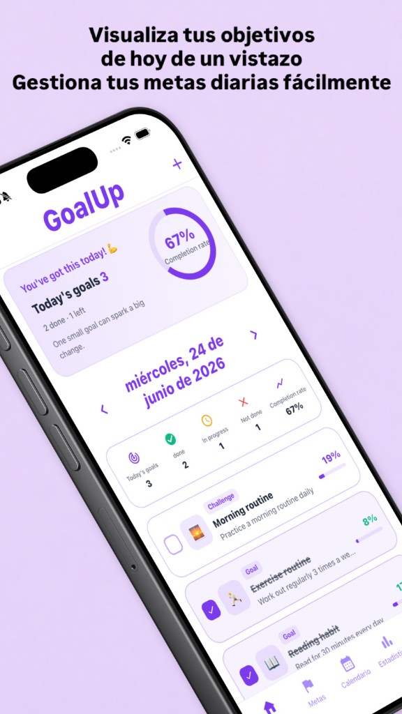 GoalUp — Visualiza tus objetivos de hoy de un vistazo