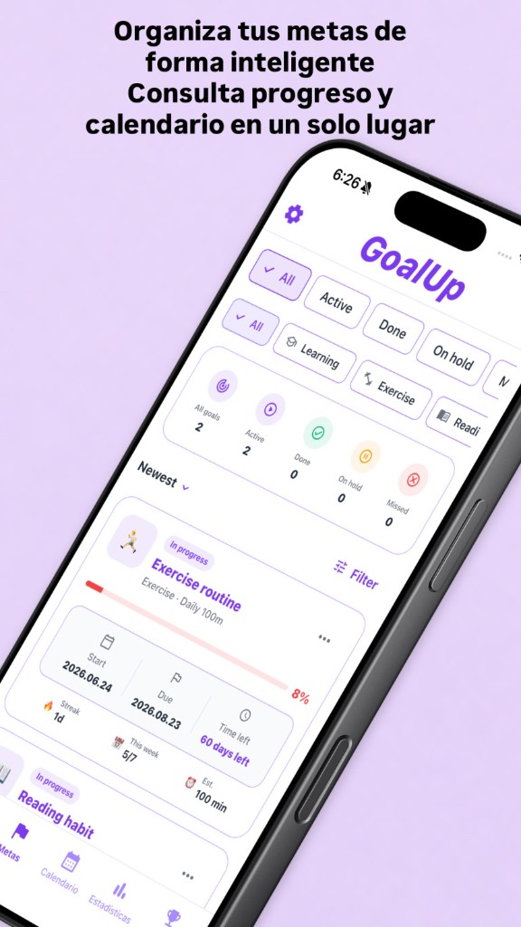 GoalUp — Organiza tus metas y consulta el progreso