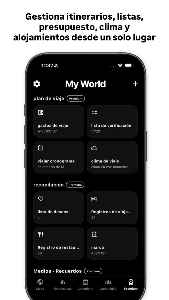 My World — Planes de viaje y colecciones