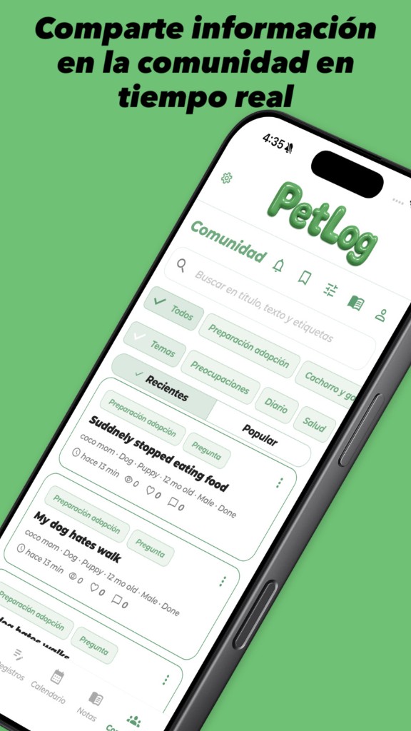 PetLog Comunidad — Comparte información en tiempo real