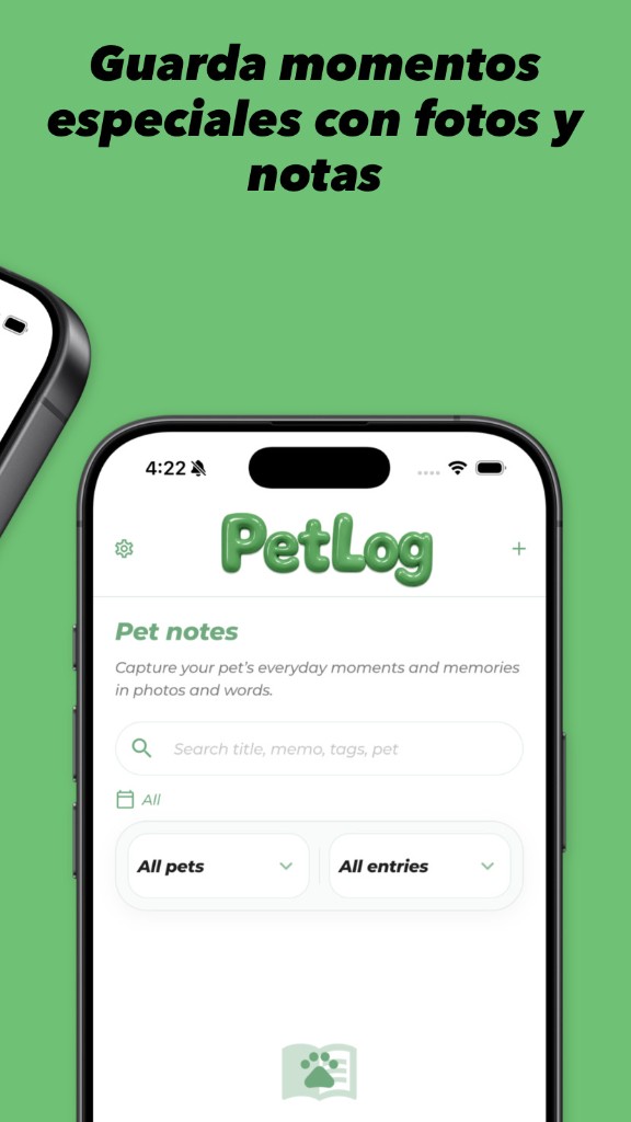 PetLog — Guarda momentos especiales con fotos y notas