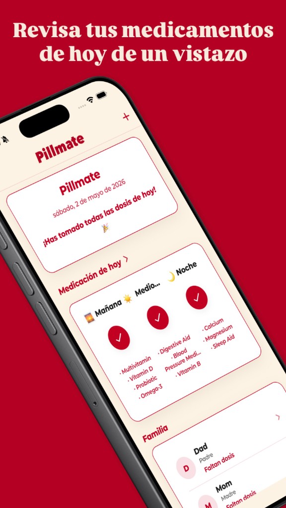 Pillmate — revisa tus medicamentos de hoy de un vistazo