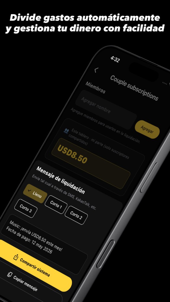 Liquidación y suscripción compartida