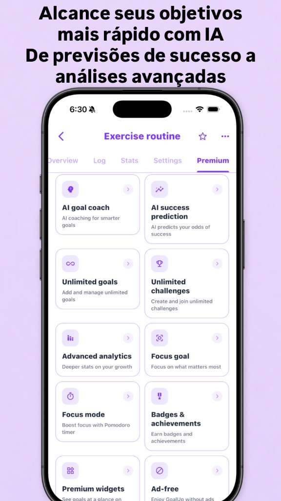 GoalUp — Premium com coach IA e análises avançadas