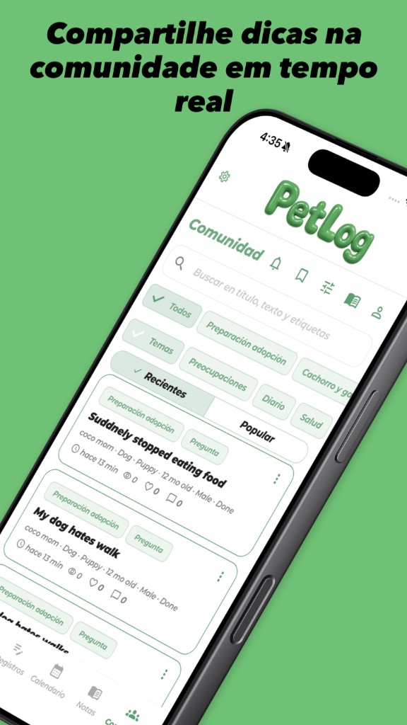 PetLog Comunidade — Compartilhe dicas em tempo real