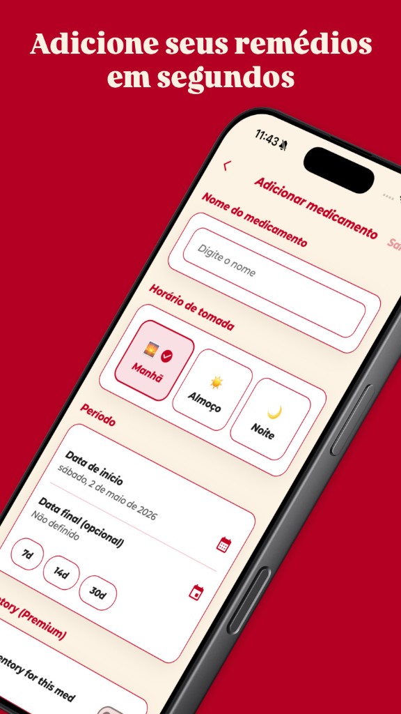 Pillmate — adicione seus remédios em segundos