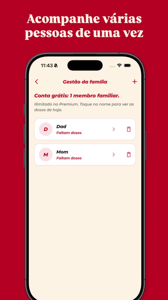 Pillmate — acompanhe várias pessoas de uma vez na gestão da família