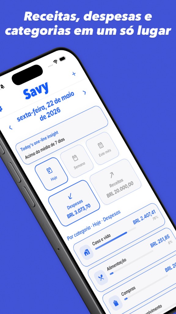 SAVY — Receitas, despesas e categorias em um só lugar