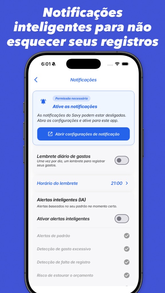 SAVY — Notificações inteligentes para não esquecer seus registros